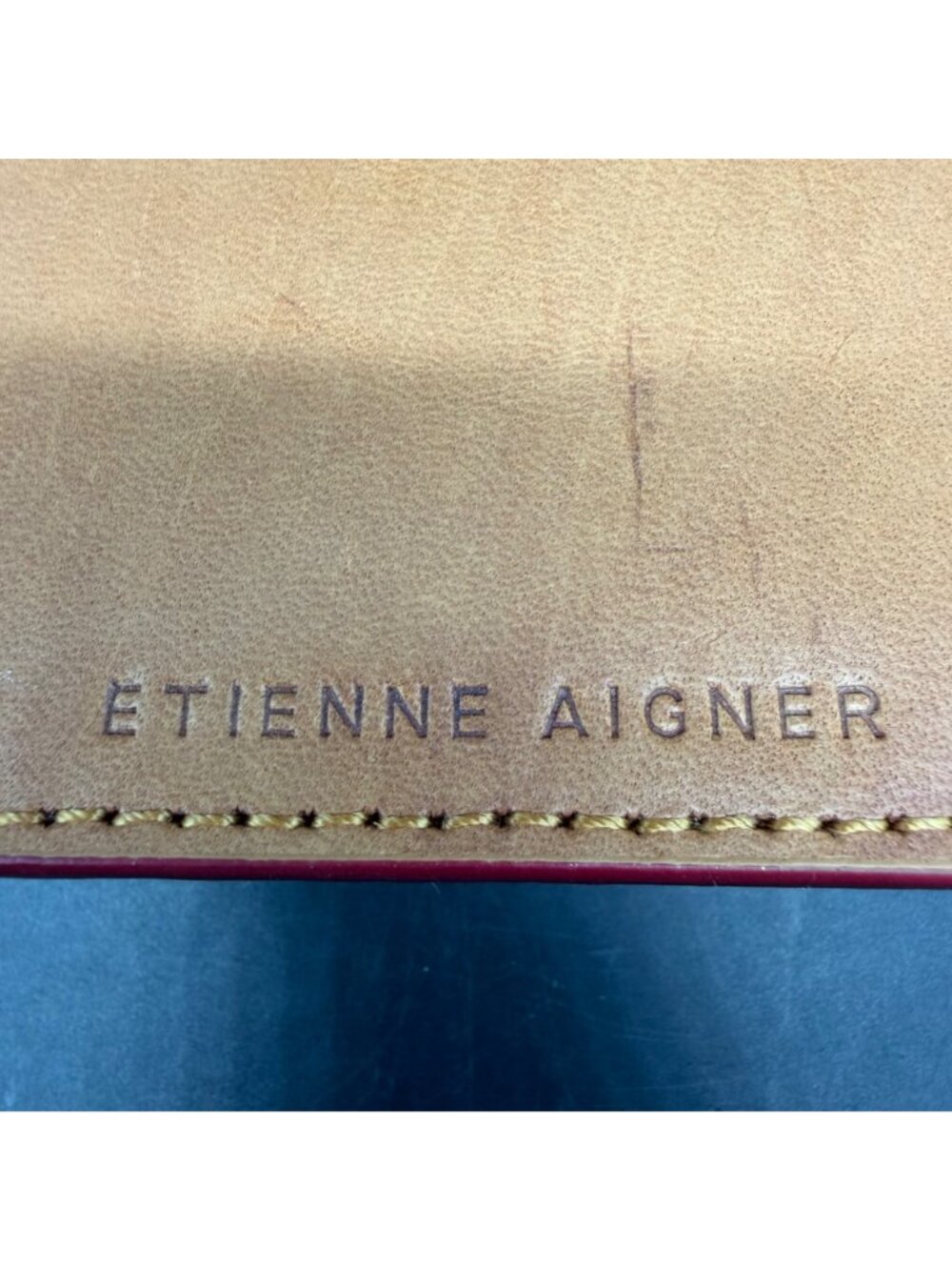 Etienne Aigner Tan Leather Card Case Wallet Wristlet Gold Hardware - Picture 4 of 13